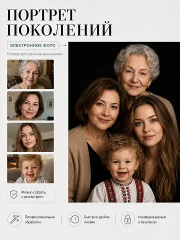 Портрет четырёх женщин одной семьи по отдельным фотографиям